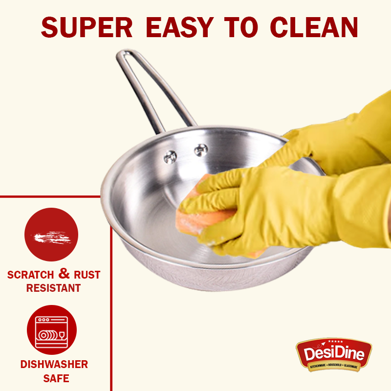 DesiDine Triply Stainless Steel Frypan