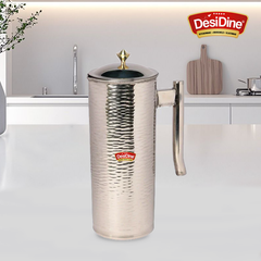 Desidine Hammered Silver Stainless Steel Water Jug